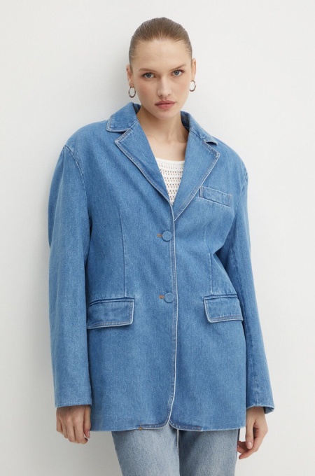 Bardot jacheta denim ABI un singur rand de nasturi, neted, 91401JB