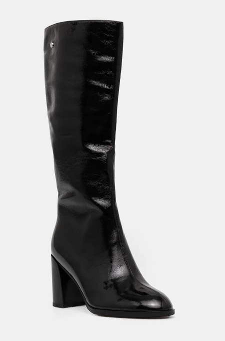 GOE ghete de piele femei, culoarea negru, cu toc drept, izolare usoara, OO2N4408 BLACK