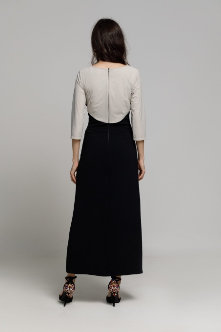 Rochie RAVI neagra cu funda grej