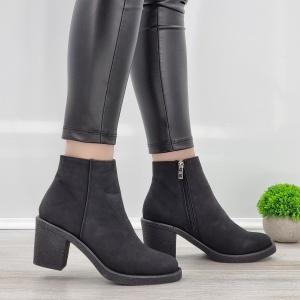 Botine Cu Toc Damă Negre Cu Fermoar Vesper - Img 4