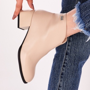 Botine Cu Toc Gros Dama Bej Cu Fermoar Brota - Img 3