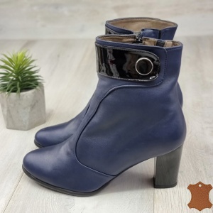 Botine Cu Toc Gros Dama Bleumarin Piele Naturala Noa