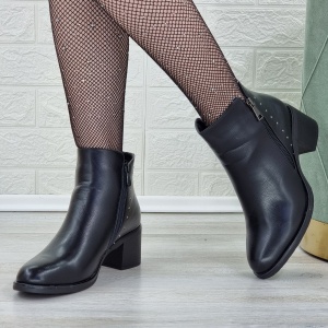 Botine Cu Toc Gros Dama Negre Cu Fermoar Horca - Img 4