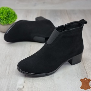 Botine Cu Toc Gros Dama Negre Piele Naturala Asma - Img 3