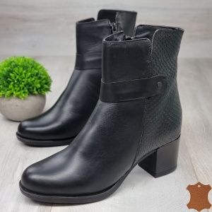 Botine Cu Toc Gros Dama Negre Piele Naturala Jenni - Img 3
