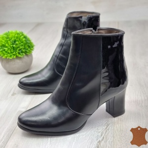 Botine Cu Toc Gros Damă Negre Piele Naturală Reagan - Img 2