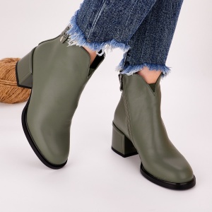 Botine Cu Toc Gros Dama Verzi Cu Fermoar Bita - Img 2