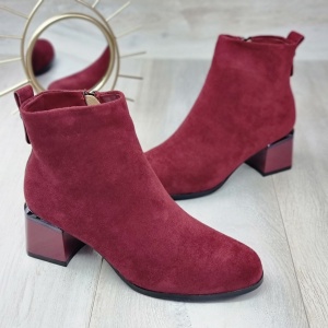 Botine Cu Toc Gros Damă Visinii Cu Fermoar Eydie - Img 5