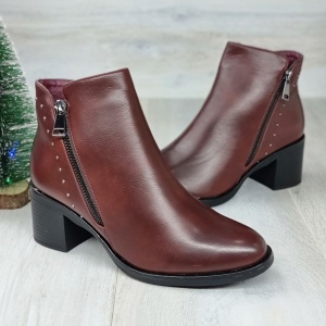 Botine Cu Toc Gros Dama Visinii Cu Fermoar Horca - Img 6