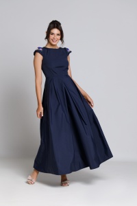 CHLOE elegant dress in navy blue with embroidery - Img 1