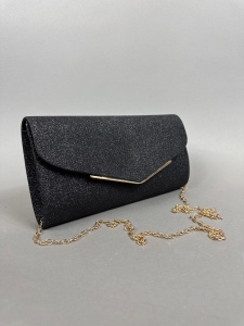 Clutch Negru Insertii Metal Aurii - Img 1