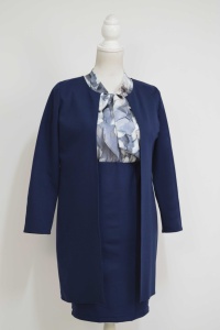 Compleu cardigan si fusta bleumarin cu bluza Silvia - Img 1