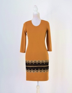 Compleu elegant mustar cu broderie Ania - Img 2