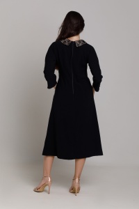 ELOWYN dress in black lace and triple veil