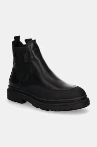 Gant ghete chelsea de piele Timbly femei, culoarea negru, cu toc plat, 29551791 G00