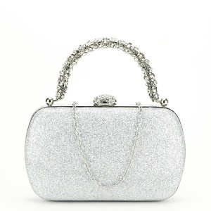 Geanta clutch argintie cu maner detasabil BYH-871 06
