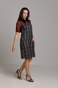 GENNY navy check and cherry lace dress - Img 6
