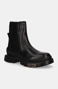 HUGO botine Fabyan femei, culoarea negru, cu toc plat, 50529892