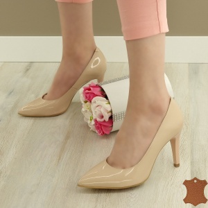 Pantofi Stiletto Dama Bej Piele Naturala Igraine - Img 5