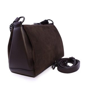 Poșetă satchel femei Enzo Bertini maro din piele întoarsă 154POSP3401VM - Img 2