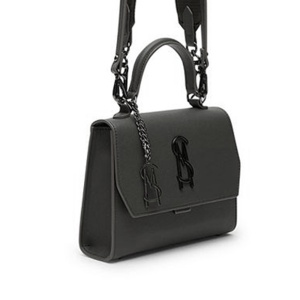 Poșetă satchel femei Steve Madden Latucca neagră cu logo frontal 1668POSSBLATTUCAN - Img 2