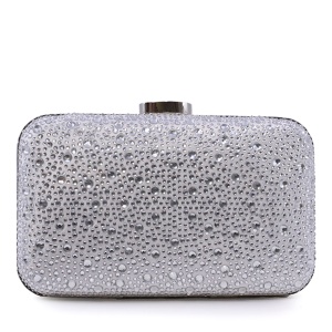 Poșetă tip clutch femei Benvenuti argintiu cu ștrasuri 290PLS11178AG - Img 1