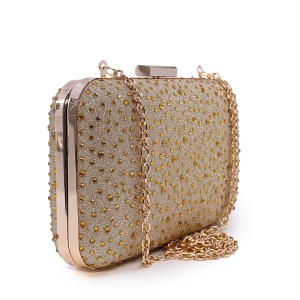 Poșetă tip clutch femei Benvenuti auriu cu ștrasuri 290PLS71191AU - Img 2