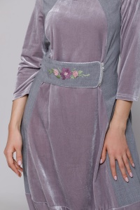 RAELYN dress in gray velvet and poplin - Img 4