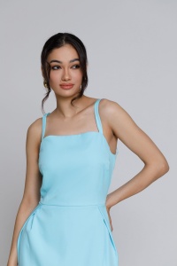 Rochie CLARE bleu cu broderie florală - Img 2