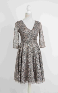 Rochie de ocazie clos aurie cu tulle-gliter Mussette - Img 6
