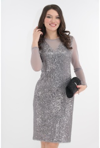 Rochie de ocazie din paiete argintii
