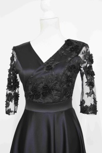 Rochie de ocazie din tafta neagra si tiul brodat 3D Nina - Img 7