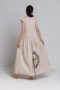 Rochie elegantă CHLOE crem cu broderie - Img 3