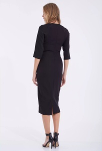 Rochie eleganta de ocazie neagra midi cu manaca - Img 2
