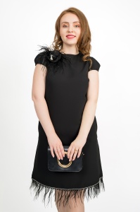Rochie eleganta Judy cu aplicatii de strassuri si pene - Fofy - Img 3