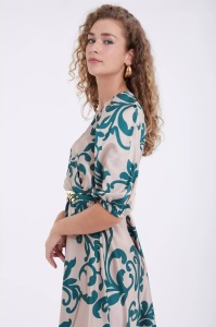 Rochie eleganta midi din satin imprimat cu maneca scurta Bianca - Img 3
