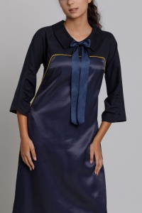 Rochie ELOWYN din satin bleumarin - Img 3