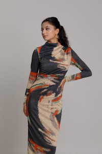Rochie LUMI cu drapaj din jerse colorat - Img 3