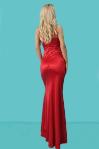 Rochie lunga cu corset, Astoria, rosu, Marime universala S/M - Img 2