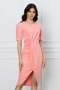 Rochie MBG somon cu floare 3D in talie