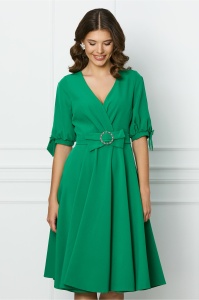 Rochie MBG verde clos cu catarama in talie