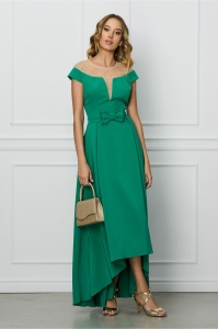 Rochie MBG verde lunga cu funda in talie