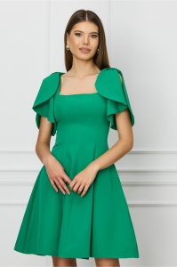 Rochie MBG verde scurta cu volane la maneci