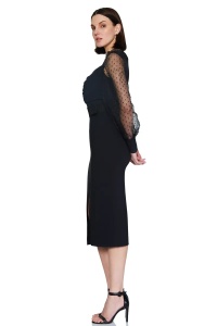 Rochie midi neagra de dama cu maneca lunga din tulle Carla - Img 4
