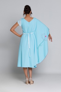 Rochie Mira bleu cu mânecă prelungită si broderie - Img 5