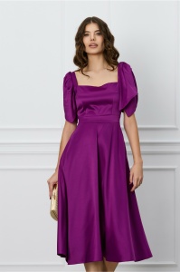 Rochie Moze magenta cu funda pe umar