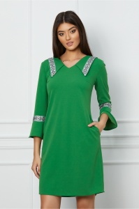 Rochie Moze verde cu broderie traditionala