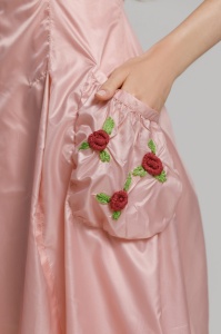 Rochie TARA roz cu broderie - Img 5