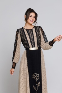 ALISA beige veil dress with black polka dots and lace - Img 2
