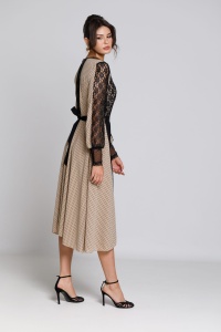 ALISA beige veil dress with black polka dots and lace - Img 7